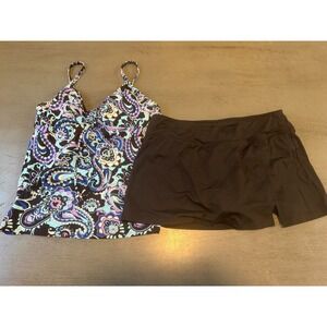 Lands' End Black and Multicolor Bikini Set